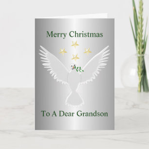Dove Of Peace Grandson Christmas Holiday Card
