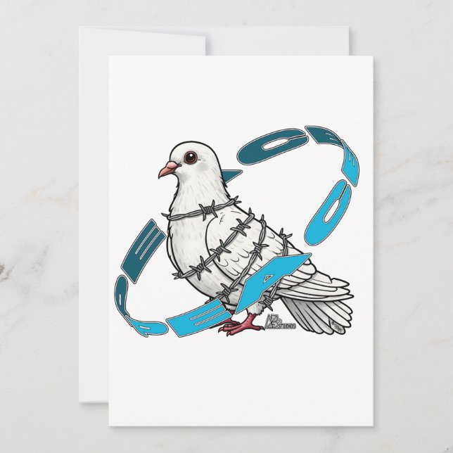 Dove of peace in Barbed Wire Embrace Invitation (Front)