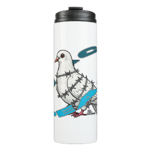Dove of peace in Barbed Wire Embrace Thermal Tumbler