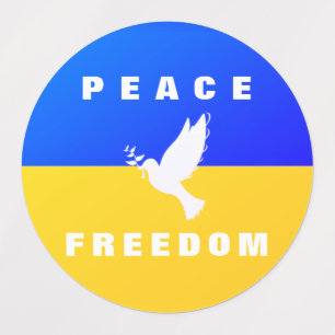 Dove of Peace Labels Flag of Ukraine - Freedom