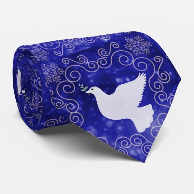 Dove of Peace on Bluish Purple Neck Tie (Rolled)