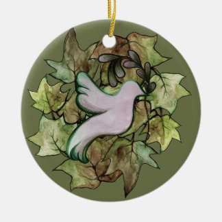 Dove of Peace on Earth and Hope for Worlds Peace Ceramic Tree Decoration