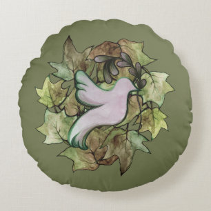 Dove of Peace on Earth and Hope for Worlds Peace   Round Cushion