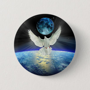 Dove of Peace over Earth from Space 6 Cm Round Badge
