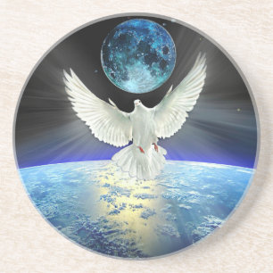 Dove of Peace over Earth from Space Coaster