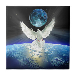 Dove of Peace over Earth from Space Tile