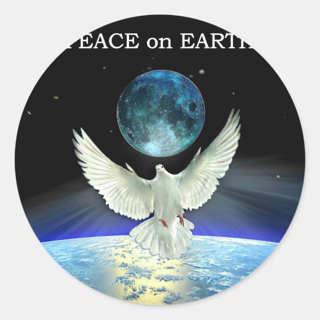 Dove of Peace over Planet Earth Classic Round Sticker (Front)