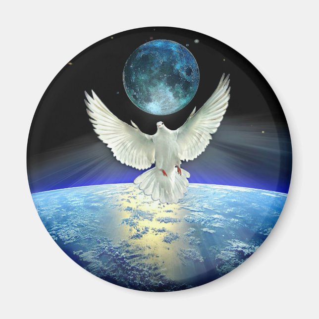 Dove of Peace over Planet Earth Magnet (Front)