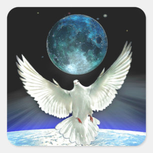 Dove of Peace over Planet Earth Square Sticker