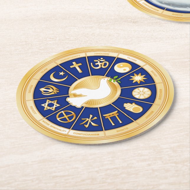 Dove of Peace Paper Coaster (Angled)