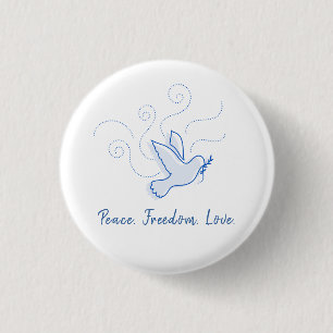 Dove of Peace. Peace. Freedom. Love.  3 Cm Round Badge