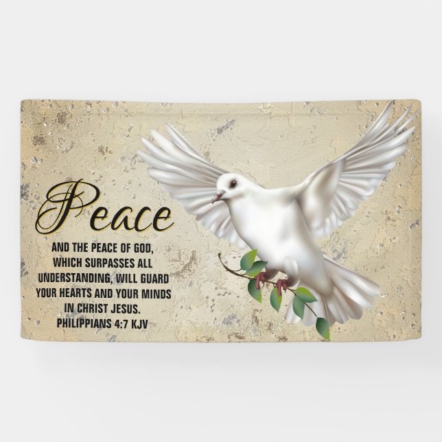Dove of Peace Personalised Scripture Verse Church Banner (Horizontal)