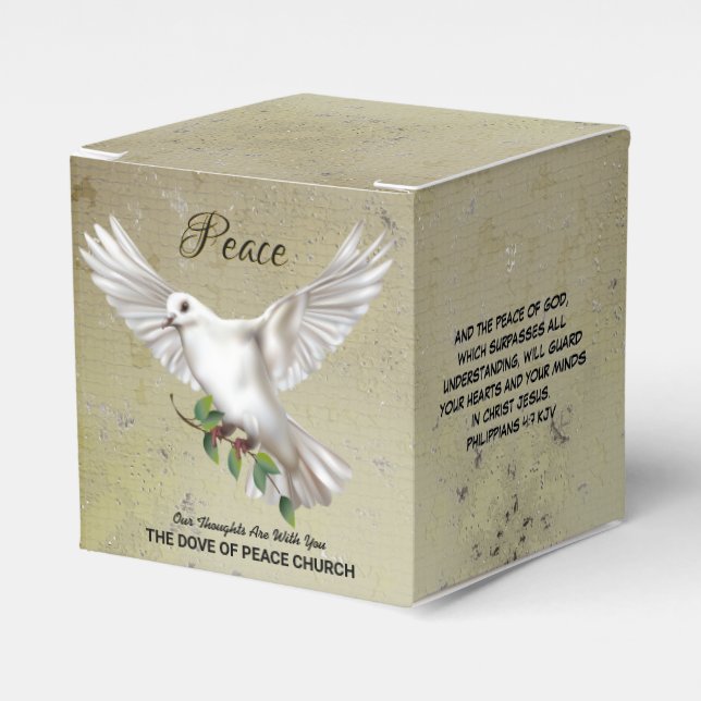 Dove of Peace Personalised Scripture Verse Favour Box (Front Side)
