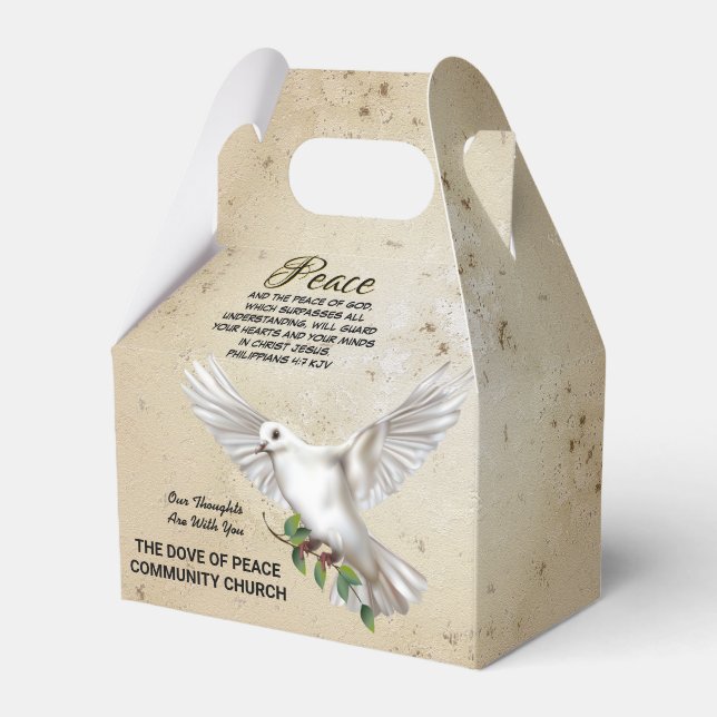 Dove of Peace Personalised Scripture Verse Favour Box (Front Side)