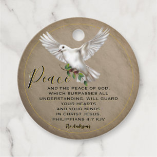 Dove of Peace Personalised Scripture Verse Favour Tags