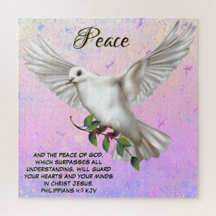 Dove of Peace Personalised Scripture Verse Jigsaw Puzzle