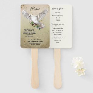 Dove of Peace Personalised Scripture Verse Program Hand Fan
