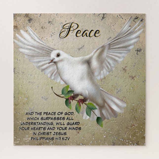 Dove of Peace Personalized Scripture Verse Jigsaw Puzzle (Vertical)