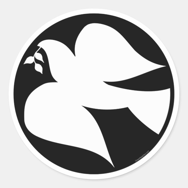 Dove of Peace Sign Classic Round Sticker (Front)