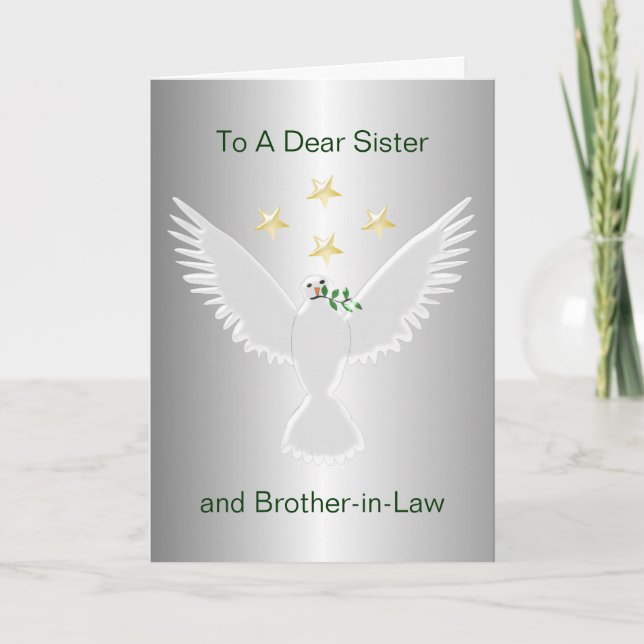 Dove Of Peace Sister And Brother-In-Law Christmas Holiday Card (Front)