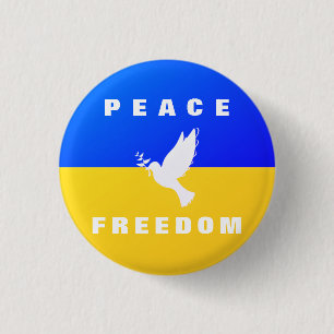 Dove of Peace Support Ukraine Buttons - Freedom