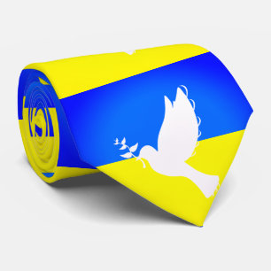 Dove of Peace Ukraine Flag Colors Neck Tie Freedom