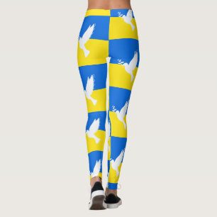 Dove of Peace - Ukrainian Flag - Peace for Ukraine Leggings
