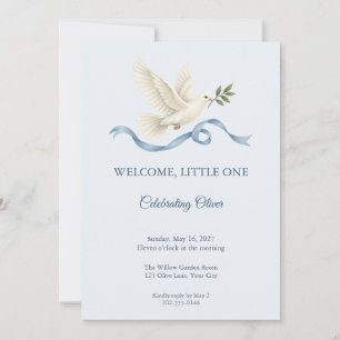 Dove Olive Baby Naming Celebration Invitation