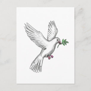 Dove Olive Leaf Tattoo Postcard