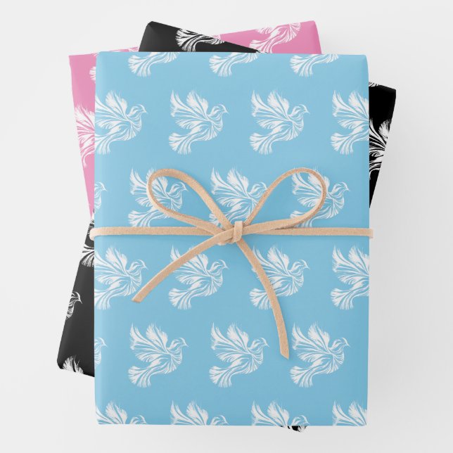 Dove Outline Wrapping Paper Sheet (In situ)