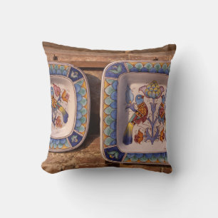 Dove pattern on traditional pottery poster plaque cushion