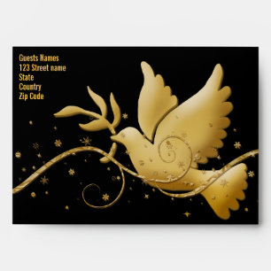 Dove peace black & gold Christmas template Envelopes