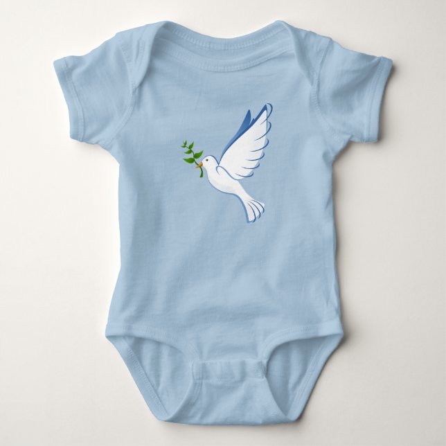 dove peace flying olive branch baby bodysuit (Front)