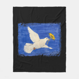 Dove Peace for Ukraine Sunflower Ukraine Stand Wit Fleece Blanket