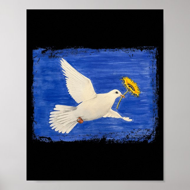 Dove Peace for Ukraine Sunflower Ukraine Stand Wit Poster (Front)