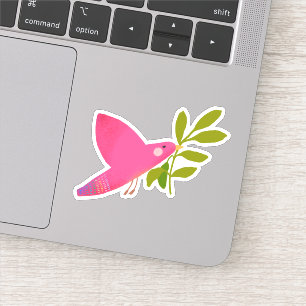 DOVE, PEACE SYMBOL STICKER