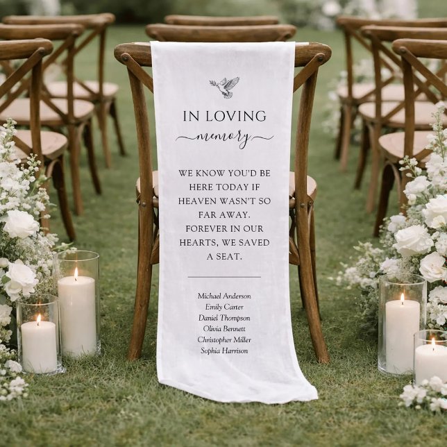 Dove Personalised In Loving Memory Wedding Sign Short Table Runner (Creator Uploaded)