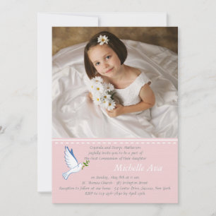 Dove Pink Religious Photo Invitation