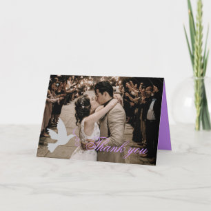 Dove purple photo wedding thank you card