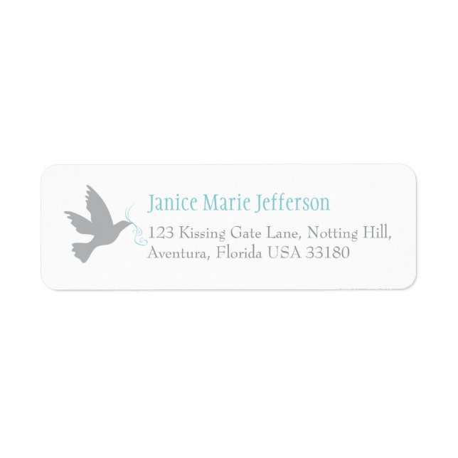 Dove purple wedding return reply address label (Front)