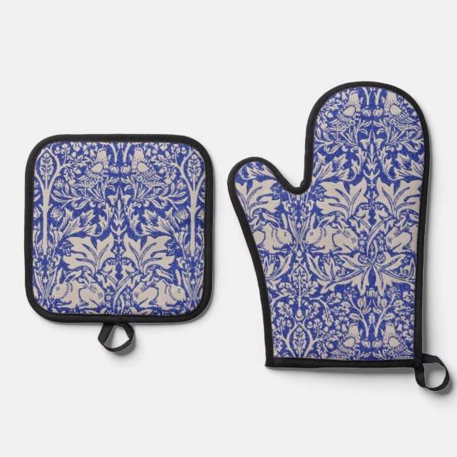 Dove & Rabbit, Morris Oven Mitt & Pot Holder Set (Front)