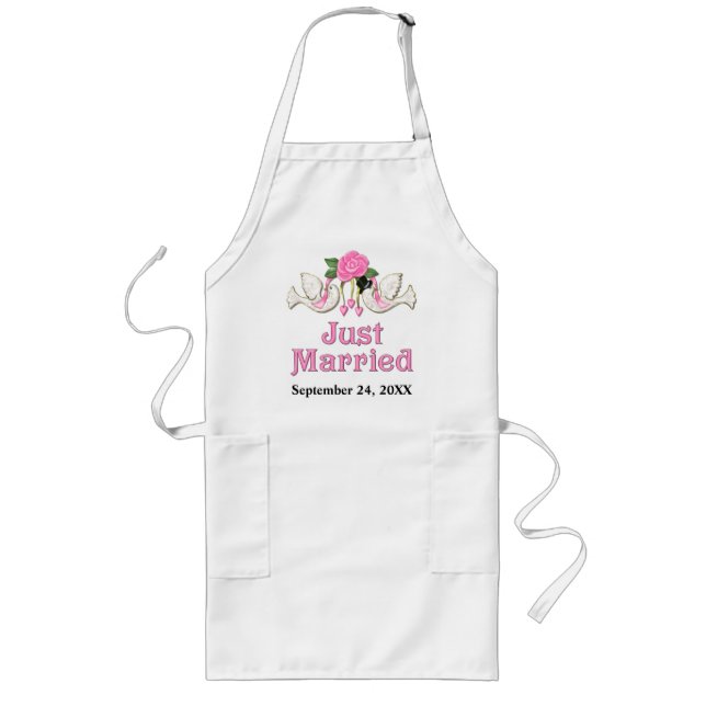 Dove & Rose - Just Married T-shirt Long Apron (Front)