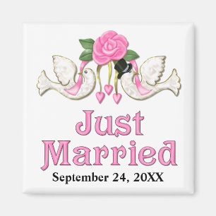 Dove & Rose - Just Married T-shirt Magnet
