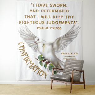 Dove Scripture Confirmation Baptism Backdrop Tapestry