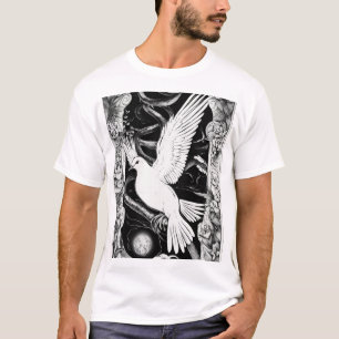 Dove & Serpent Tattoo T-Shirt – Bold Black & White