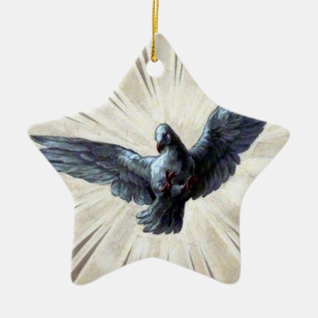 dove star ceramic tree decoration (Front)