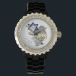 Dove, Tallit & Menorah Watch<br><div class="desc">This impressive Rhinestone watch shows our beautiful design incorporating the Magen David,  Dave,  Tallit & Menorah.</div>