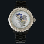 Dove, Tallit & Menorah Watch<br><div class="desc">This impressive Rhinestone watch shows our beautiful design incorporating the Magen David, Dave, Tallit & Menorah.</div>