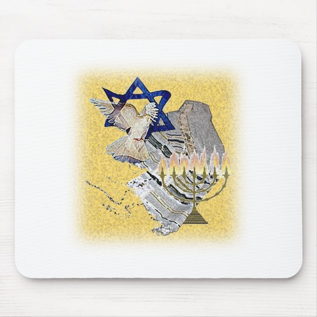 Dove Tallit Menorah with background Mouse Mat (Front)