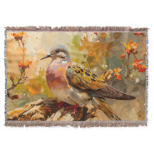 Dove Throw in Watercolor Style & Fall Colours